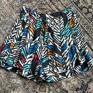 High-Waist Printed Skirt-Style Shorts in Black & Multicolor